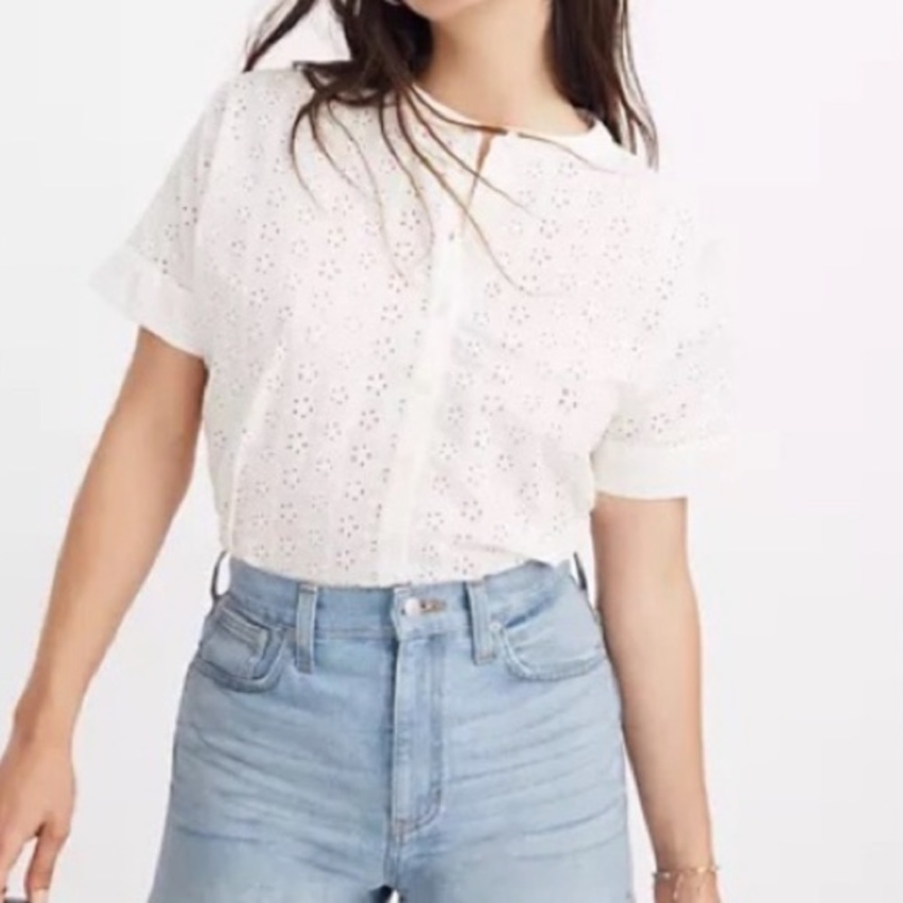 Madewell Eyelet Boxy Button Down Shirt